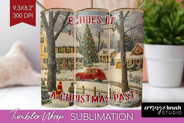 Retro Christmas Tumbler Wrap - Xmas Tumbler Sublimation Sublimation OrangeBrushStudio 