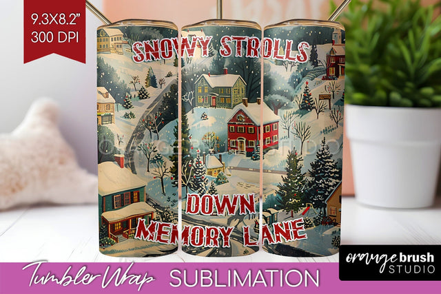 Retro Christmas Tumbler Wrap - Xmas Tumbler Sublimation Sublimation OrangeBrushStudio 