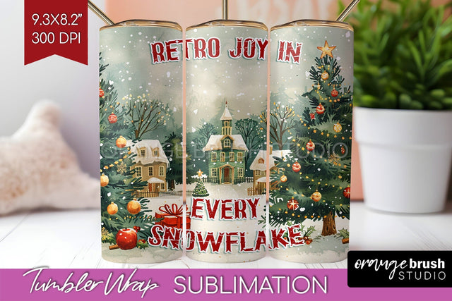 Retro Christmas Tumbler Wrap - Xmas Tumbler Sublimation Sublimation OrangeBrushStudio 