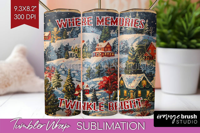 Retro Christmas Tumbler Wrap - Xmas Tumbler Sublimation Sublimation OrangeBrushStudio 