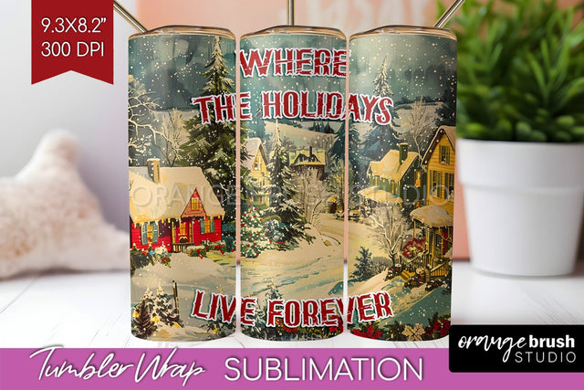 Retro Christmas Tumbler Wrap - Xmas Tumbler Sublimation Sublimation OrangeBrushStudio 