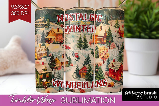 Retro Christmas Tumbler Wrap - Xmas Tumbler Sublimation Sublimation OrangeBrushStudio 