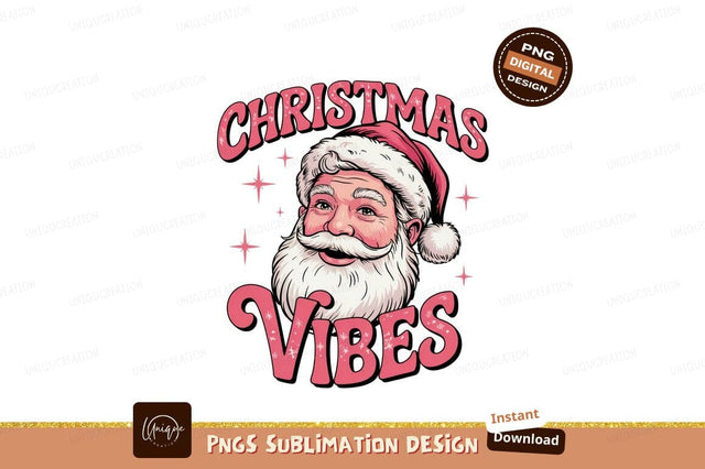 Retro Christmas Vibes Santa Claus Vector Sublimation Designangry 