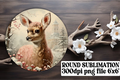 Retro Christmas Watercolor PNG Keychain for Round Design Sublimation afrosvg 