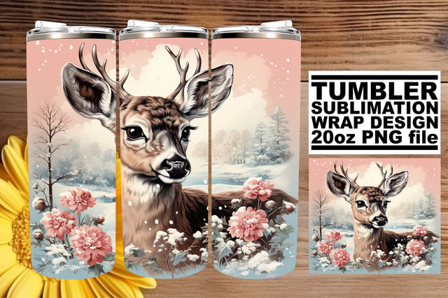 Retro Christmas Watercolor Wrap - Tumbler 20oz Design Sublimation afrosvg 