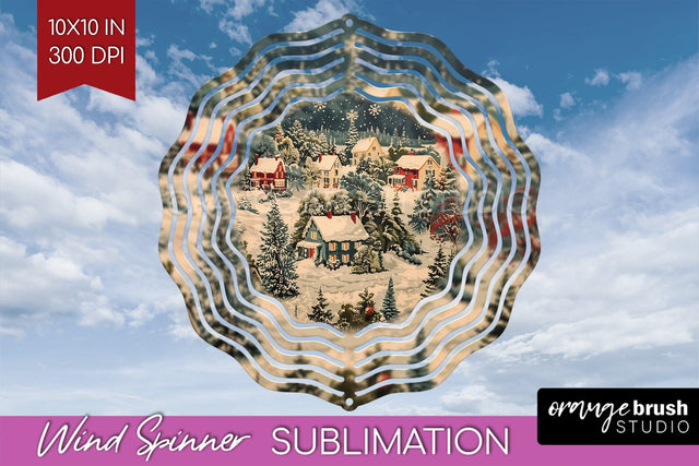 Retro Christmas Wind Spinner PNG - Xmas Holiday Sublimation Sublimation OrangeBrushStudio 