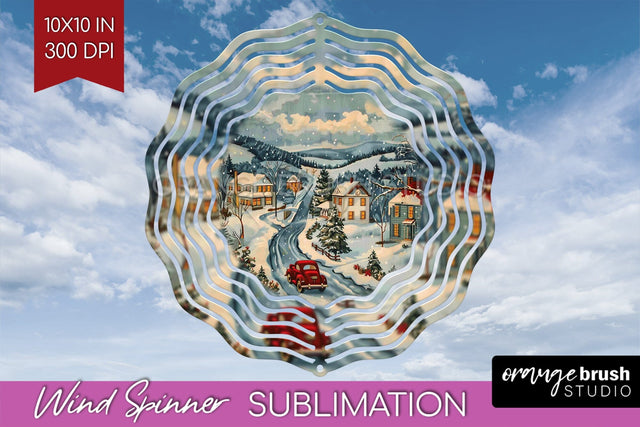 Retro Christmas Wind Spinner PNG - Xmas Holiday Sublimation Sublimation OrangeBrushStudio 