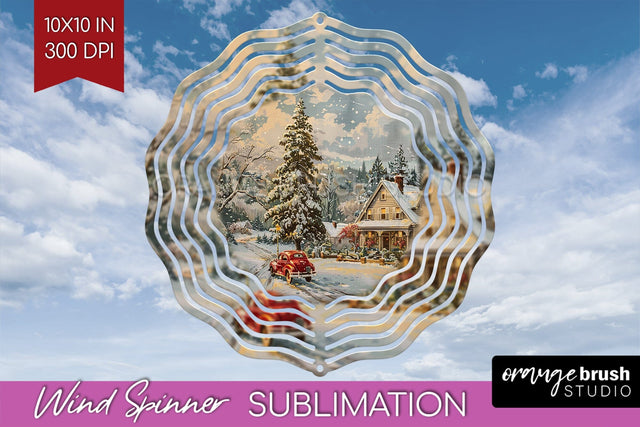 Retro Christmas Wind Spinner PNG - Xmas Holiday Sublimation Sublimation OrangeBrushStudio 