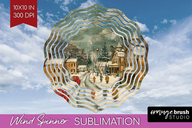 Retro Christmas Wind Spinner PNG - Xmas Holiday Sublimation Sublimation OrangeBrushStudio 