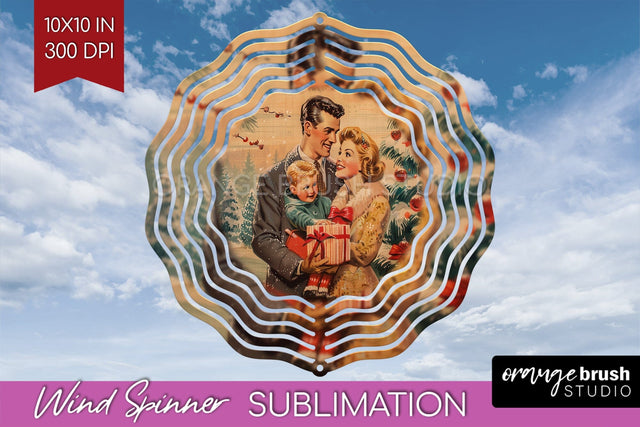 Retro Christmas Wind Spinner PNG - Xmas Holiday Sublimation Sublimation OrangeBrushStudio 