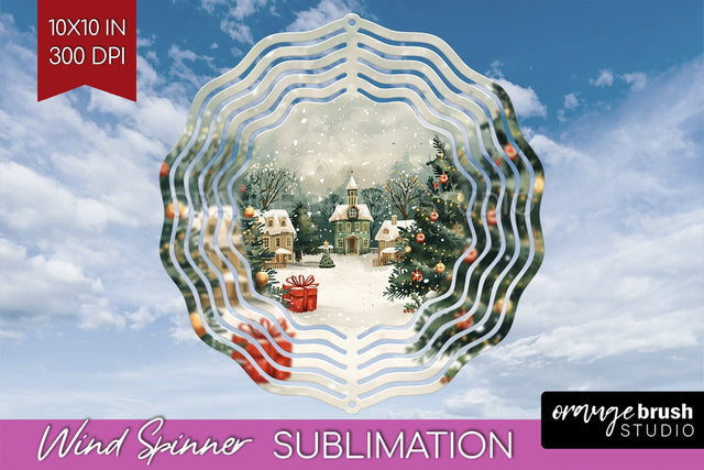 Retro Christmas Wind Spinner PNG - Xmas Holiday Sublimation Sublimation OrangeBrushStudio 