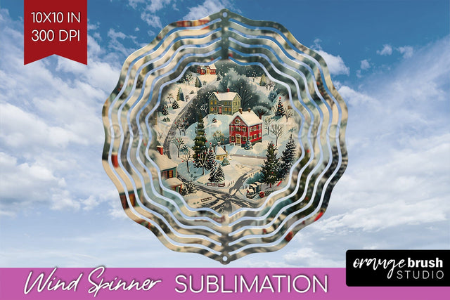 Retro Christmas Wind Spinner PNG - Xmas Holiday Sublimation Sublimation OrangeBrushStudio 