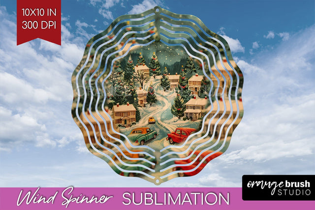 Retro Christmas Wind Spinner PNG - Xmas Holiday Sublimation Sublimation OrangeBrushStudio 