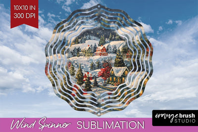Retro Christmas Wind Spinner PNG - Xmas Holiday Sublimation Sublimation OrangeBrushStudio 