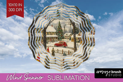 Retro Christmas Wind Spinner PNG - Xmas Holiday Sublimation Sublimation OrangeBrushStudio 