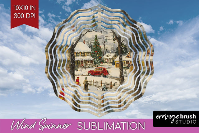 Retro Christmas Wind Spinner PNG - Xmas Holiday Sublimation Sublimation OrangeBrushStudio 