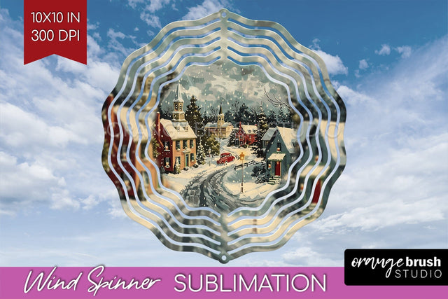 Retro Christmas Wind Spinner PNG - Xmas Holiday Sublimation Sublimation OrangeBrushStudio 