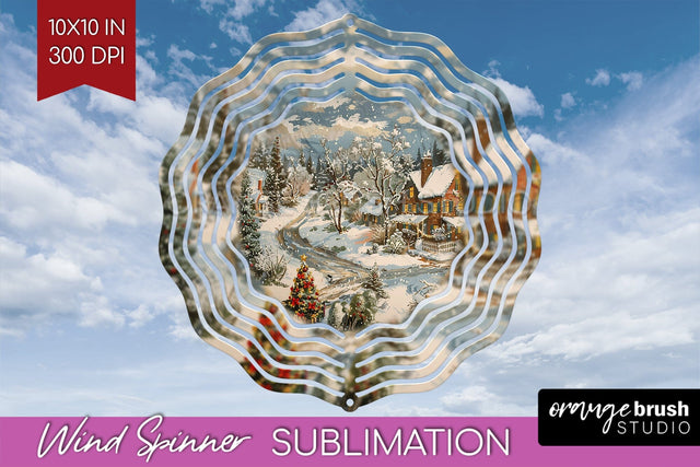 Retro Christmas Wind Spinner PNG - Xmas Holiday Sublimation Sublimation OrangeBrushStudio 