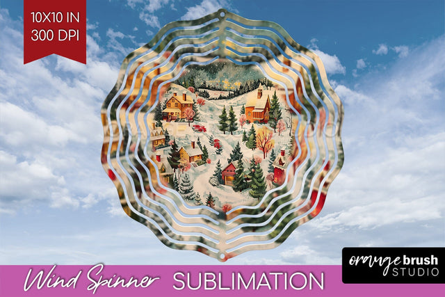 Retro Christmas Wind Spinner PNG - Xmas Holiday Sublimation Sublimation OrangeBrushStudio 