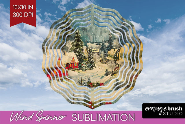Retro Christmas Wind Spinner PNG - Xmas Holiday Sublimation Sublimation OrangeBrushStudio 