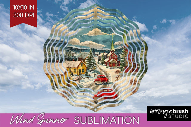 Retro Christmas Wind Spinner PNG - Xmas Holiday Sublimation Sublimation OrangeBrushStudio 