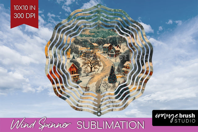 Retro Christmas Wind Spinner PNG - Xmas Holiday Sublimation Sublimation OrangeBrushStudio 