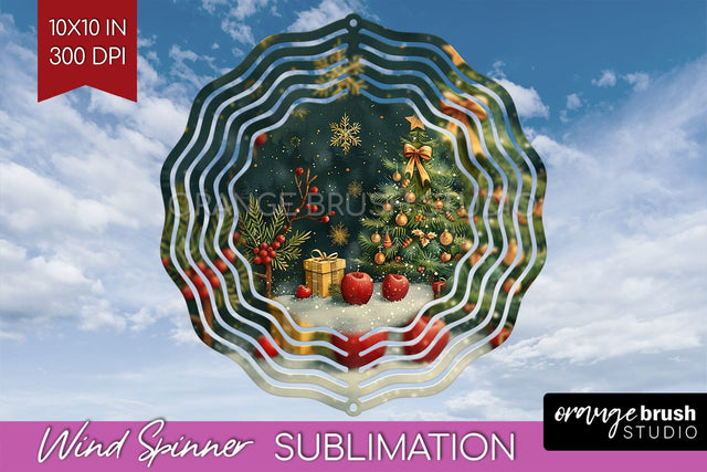 Retro Christmas Wind Spinner PNG - Xmas Holiday Sublimation Sublimation OrangeBrushStudio 