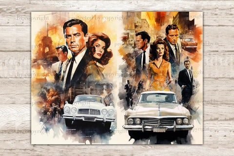 Retro Cinema Junk Journal Pages | 1950s Digital Art SVG GlamArtZhanna 