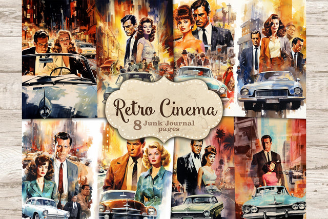 Retro Cinema Junk Journal Pages | 1950s Digital Art SVG GlamArtZhanna 