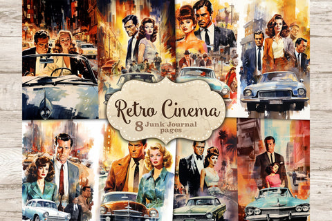 Retro Cinema Junk Journal Pages | 1950s Digital Art SVG GlamArtZhanna 