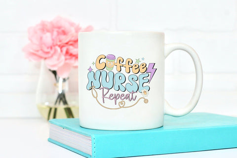 Retro Coffee Nurse Repeat PNG Sublimation Sublimation CraftLabSVG 