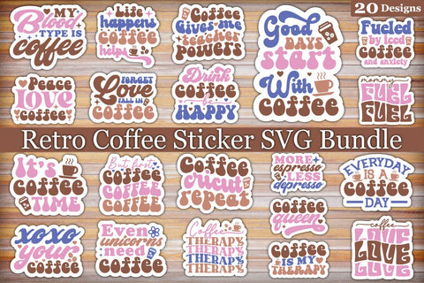 Retro Coffee Sticker SVG Bundle SVG akazaddesign 