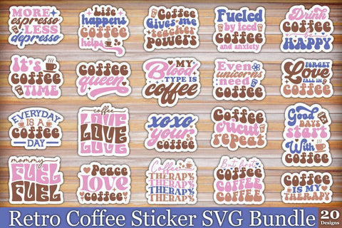 Retro Coffee Sticker SVG Bundle SVG akazaddesign 