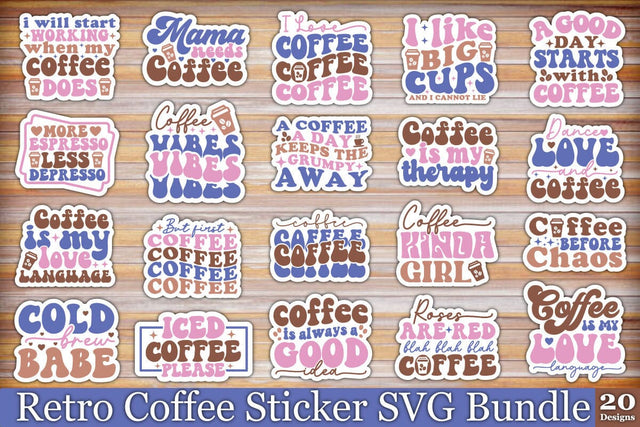 Retro Coffee Sticker SVG Bundle SVG akazaddesign 