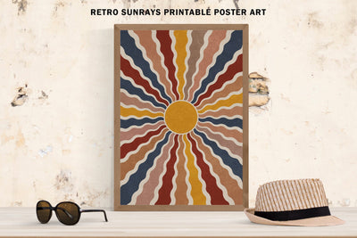 Retro Colorful Sun Rays Art Sublimation Karma Genie Graphics 