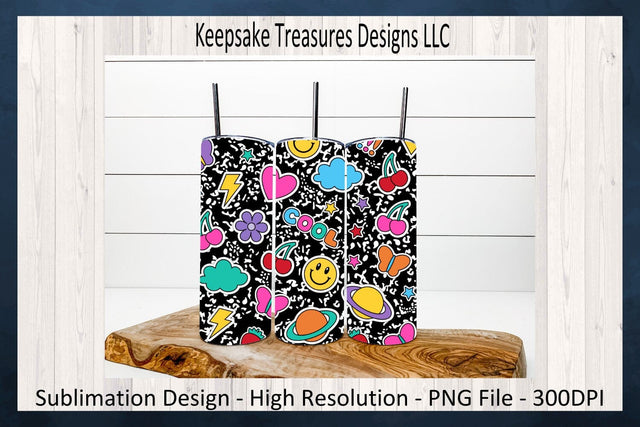 Retro Composition Book 20oz Straight Tumbler Wrap, Matching Car Coaster and Keyring, Sublimation Png, Instant Download Sublimation Keepsake Treasures Designs LLC. 