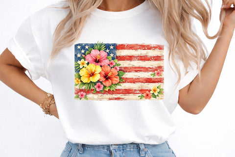 Retro Coquette American Flag PNG, Patriotic Bow Ditsy Floral Sublimation designmaster24 