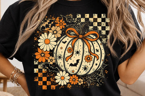 Retro Coquette Halloween Pumpkin PNG SVG DesignDestine 