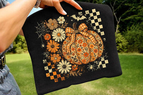 Retro Coquette Halloween Pumpkin PNG SVG DesignDestine 