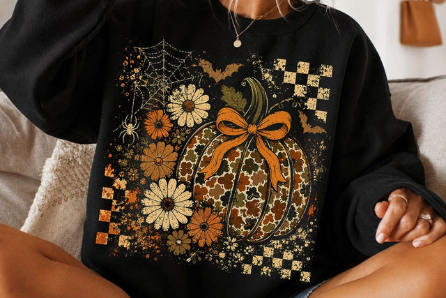 Retro Coquette Halloween Pumpkin PNG SVG DesignDestine 