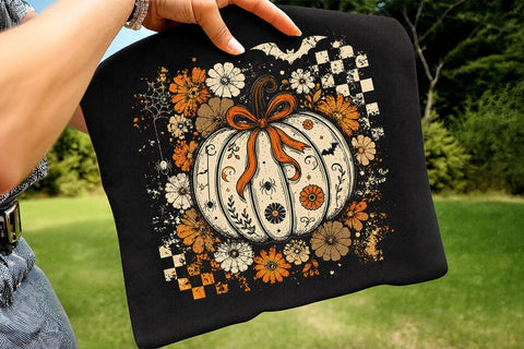 Retro Coquette Halloween Pumpkin PNG SVG DesignDestine 