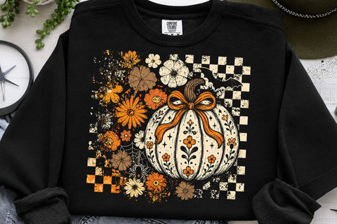 Retro Coquette Halloween Pumpkin PNG SVG DesignDestine 