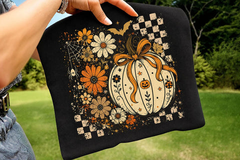 Retro Coquette Halloween Pumpkin PNG SVG DesignDestine 