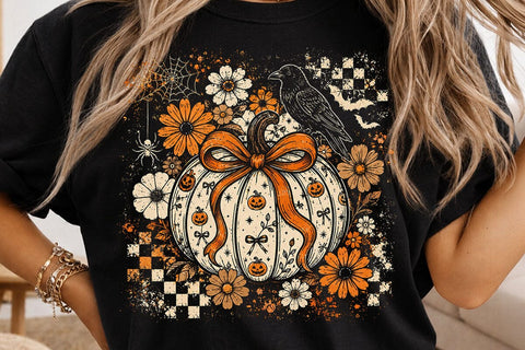 Retro Coquette Halloween Pumpkin PNG SVG DesignDestine 