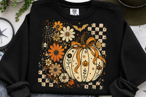 Retro Coquette Halloween Pumpkin PNG SVG DesignDestine 