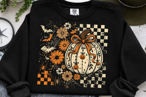 Retro Coquette Halloween Pumpkin PNG SVG DesignDestine 