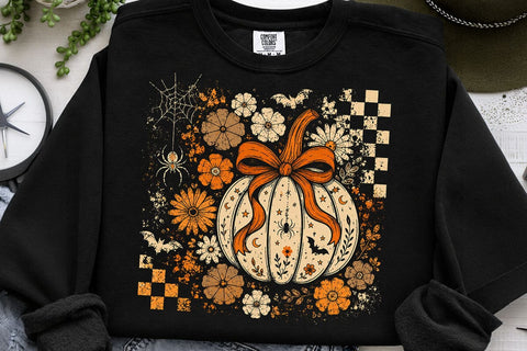 Retro Coquette Halloween Pumpkin PNG SVG DesignDestine 