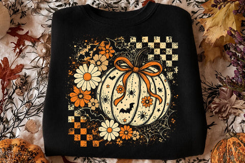 Retro Coquette Halloween Pumpkin PNG SVG DesignDestine 
