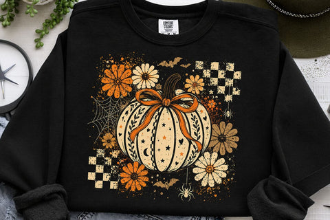 Retro Coquette Halloween Pumpkin PNG SVG DesignDestine 
