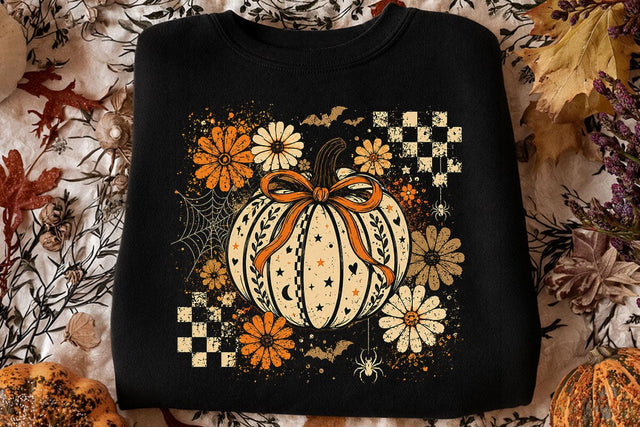 Retro Coquette Halloween Pumpkin PNG SVG DesignDestine 